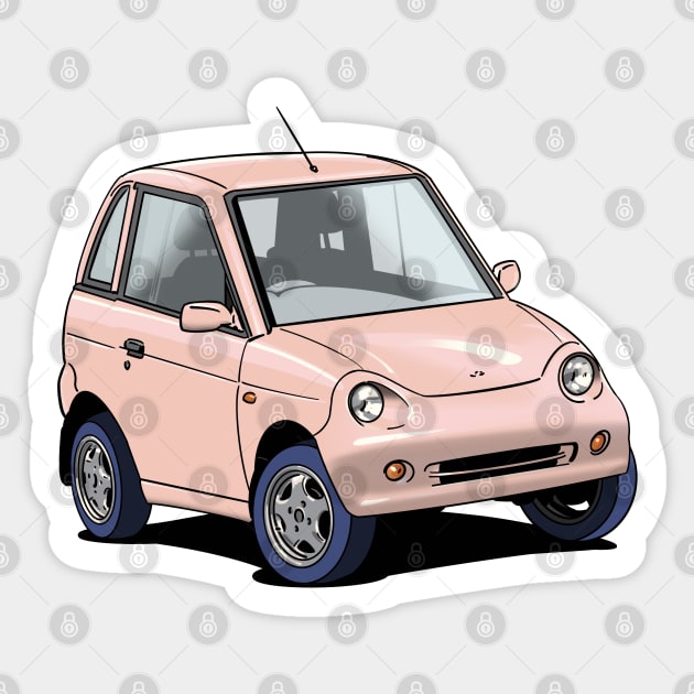 REVAi G-Wiz small electric car in pink Sticker by Webazoot